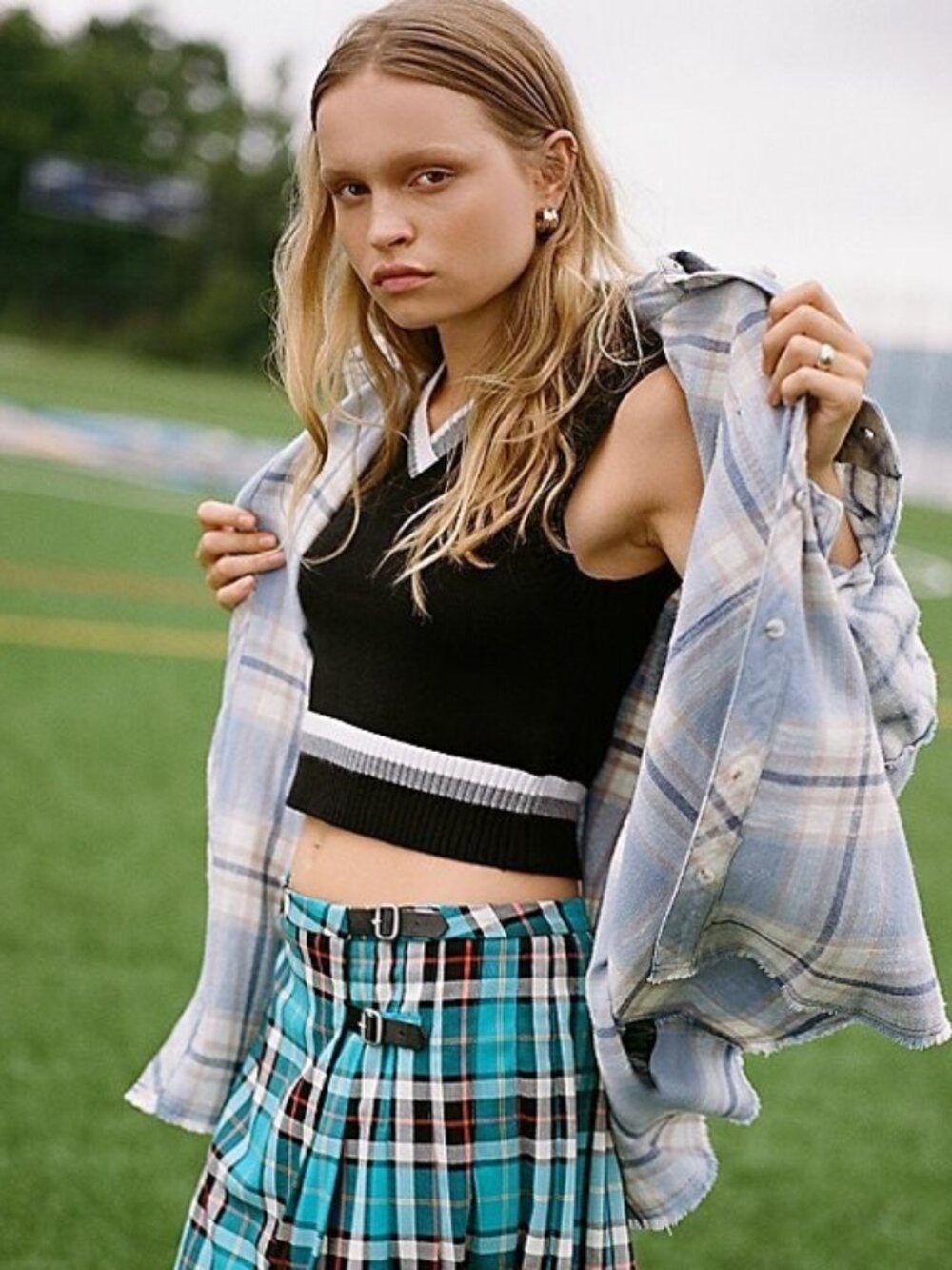 BDG One Way Or Another Plaid Flannel Buttondown Shirt Oversized Top XL